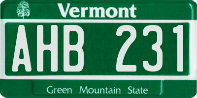 VT license plate AHB231