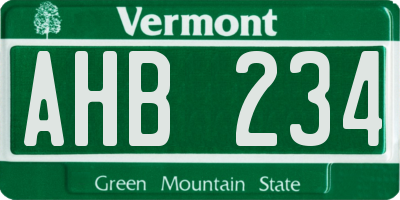 VT license plate AHB234