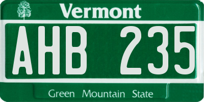 VT license plate AHB235