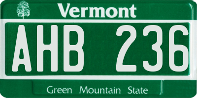 VT license plate AHB236