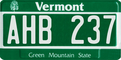 VT license plate AHB237
