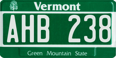 VT license plate AHB238