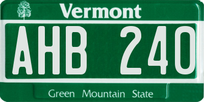 VT license plate AHB240