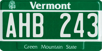 VT license plate AHB243