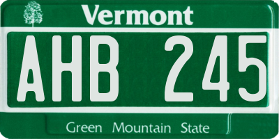 VT license plate AHB245