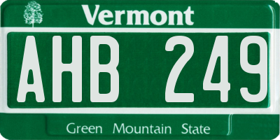 VT license plate AHB249