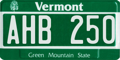 VT license plate AHB250