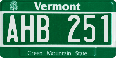 VT license plate AHB251