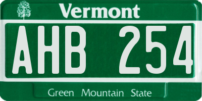 VT license plate AHB254
