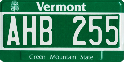 VT license plate AHB255
