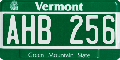 VT license plate AHB256