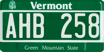 VT license plate AHB258