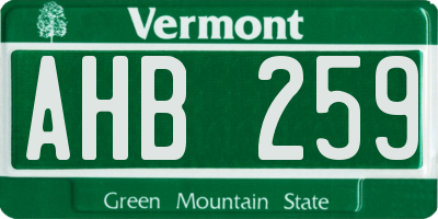 VT license plate AHB259
