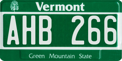 VT license plate AHB266