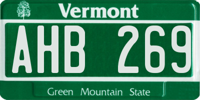 VT license plate AHB269
