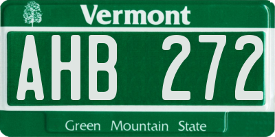 VT license plate AHB272