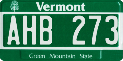 VT license plate AHB273