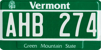 VT license plate AHB274