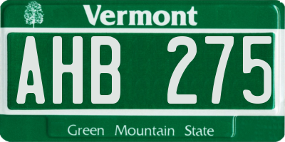 VT license plate AHB275
