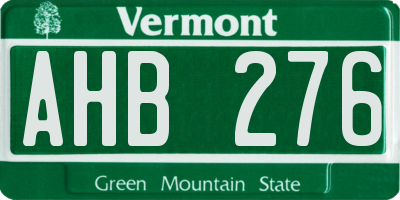 VT license plate AHB276