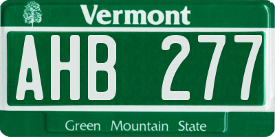 VT license plate AHB277
