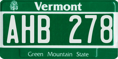 VT license plate AHB278