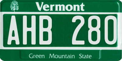 VT license plate AHB280
