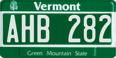 VT license plate AHB282