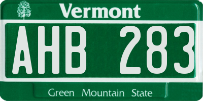 VT license plate AHB283