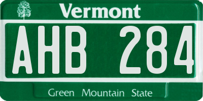 VT license plate AHB284