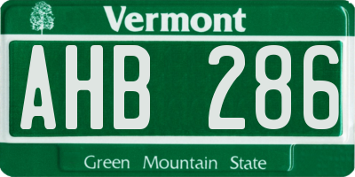 VT license plate AHB286