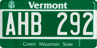 VT license plate AHB292