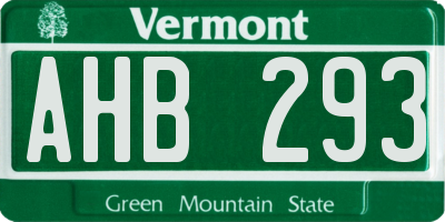 VT license plate AHB293