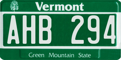 VT license plate AHB294