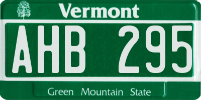 VT license plate AHB295