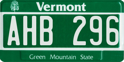VT license plate AHB296