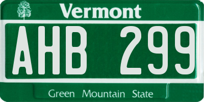 VT license plate AHB299