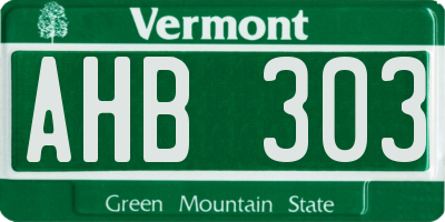 VT license plate AHB303