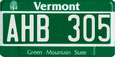 VT license plate AHB305