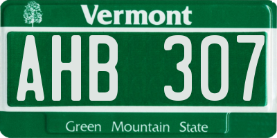 VT license plate AHB307
