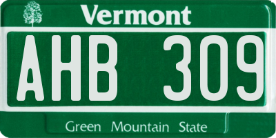 VT license plate AHB309