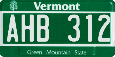 VT license plate AHB312