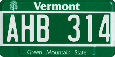 VT license plate AHB314