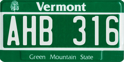VT license plate AHB316