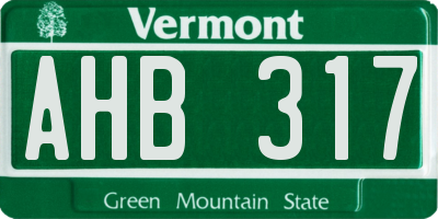VT license plate AHB317