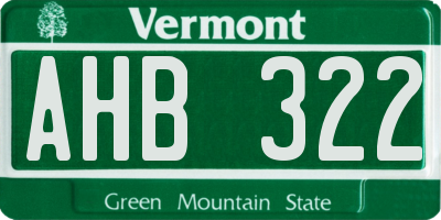 VT license plate AHB322