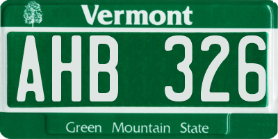 VT license plate AHB326