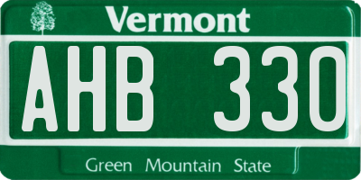 VT license plate AHB330