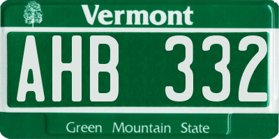 VT license plate AHB332