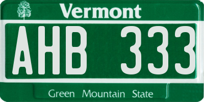 VT license plate AHB333